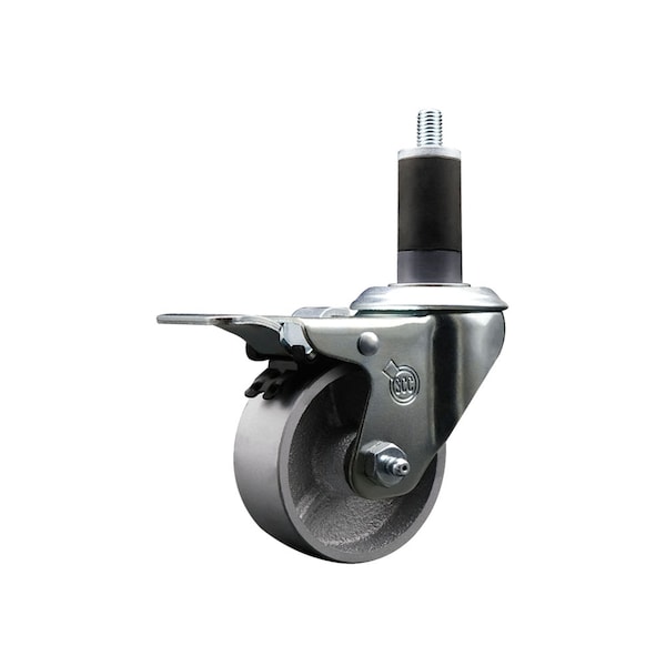 3'' Semi Steel Swivel 1-1/4'' Expanding Stem Caster Total Lock Brake